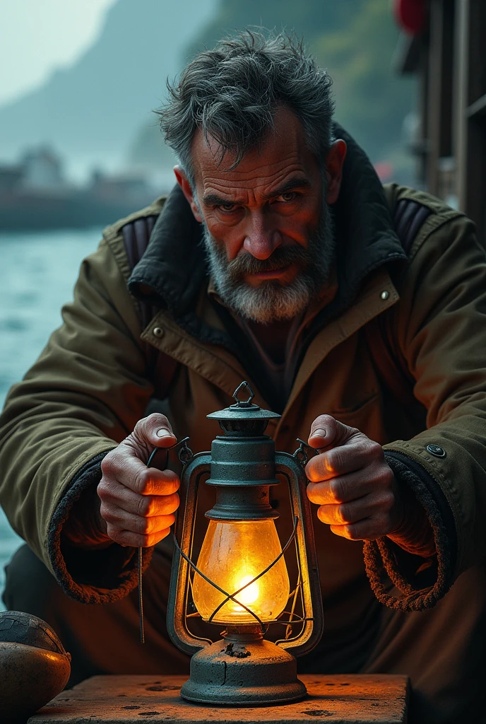 (for Bhot Hindi story)The fisherman quickly closes the lid of the lamp 