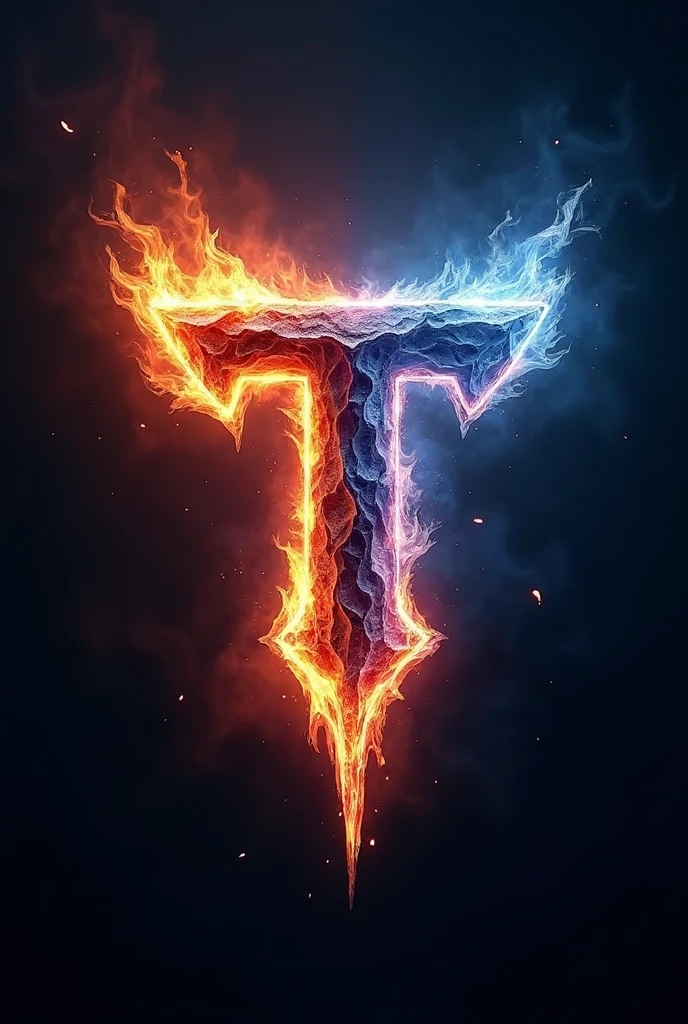 Logo for a multigaming twitch channel with the letter T fire and ice animated