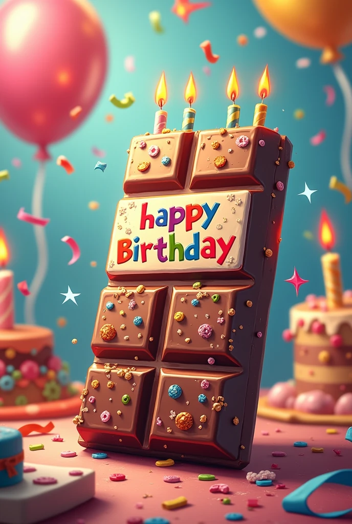 A chocolate bar celebrating its birthday