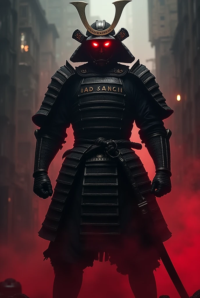 samurai red light eyes, in image scale 1.1