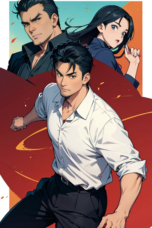 Chow Yun-Fat in his 30s,Anime Style,As similar as possible,Men&#39;s Elegy,Troupe alone