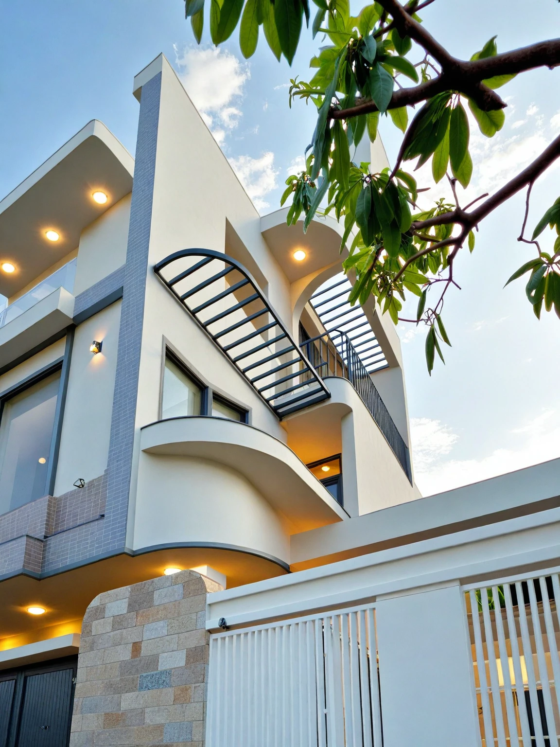 Architectural style Architectural style, ((Classic Style House)),(masterpiece) , ((best quality)), dramatic lighting, high quality outdoors, sky, day, cloud, tree, blue sky, building, scenery, road, real world location, sunlight, enough detail, high resolution,super realistic, Photorealistic, highly detailed, balcony, plants, door, car, truck, parking slot, paving, . Clean lines, architectural drawing, highly detailed , . Clean lines, geometric shapes, minimalist, modern, architectural drawing, highly detailed