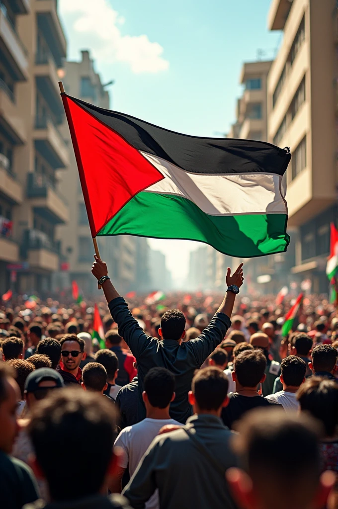 Protesting with Palestine Flag