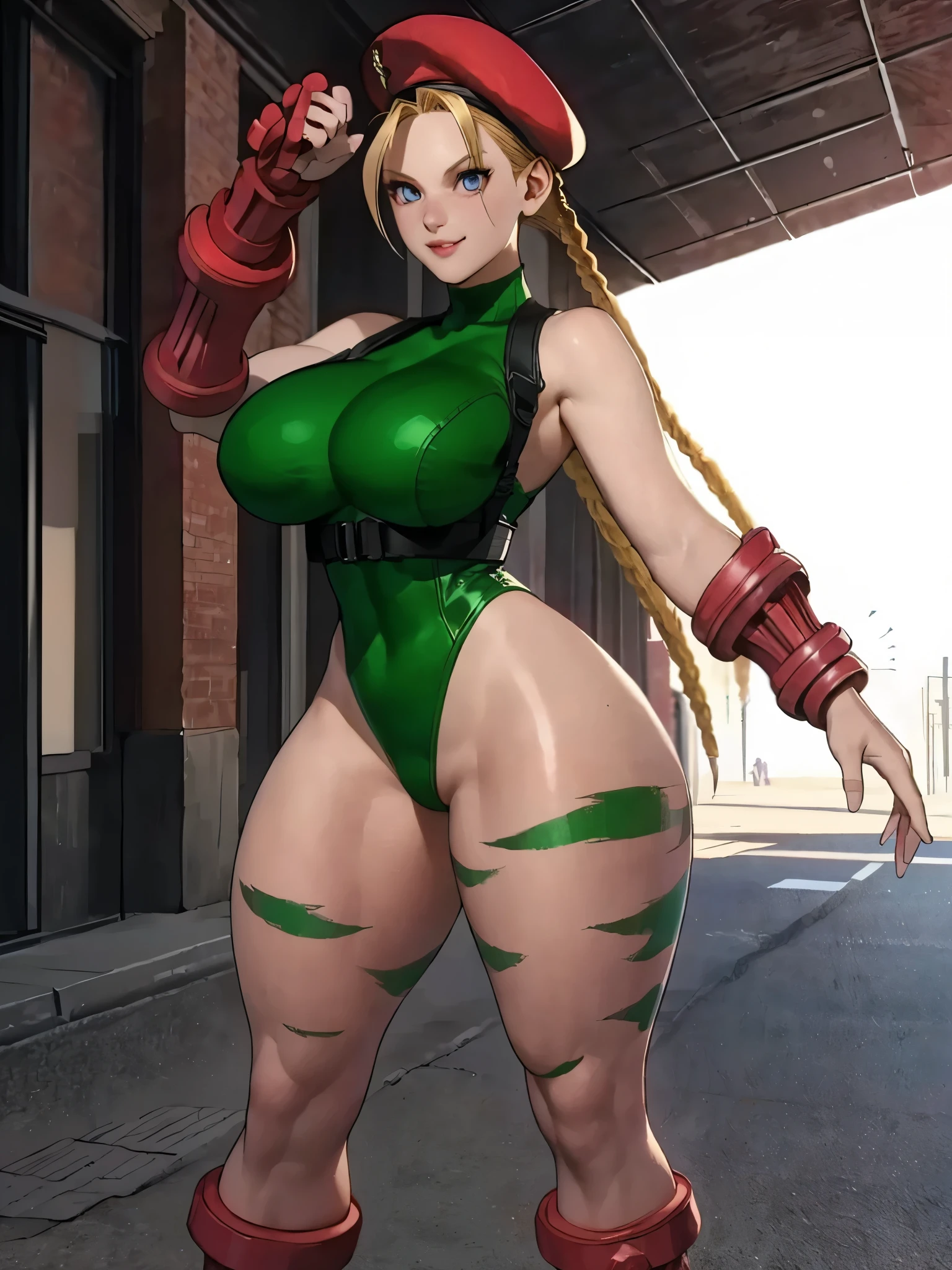 ((Thin thighs:1.5)), ((The perfect proportions:1.5)), (Full body image:1.5),(latex:2.0),((美しい巨大なtits:2.5)),((Saggy Huge Breasts:2.0)),(Cammy from Street Fighter 2:2.0),(Beautiful brown eyes:1.5),(Cosplay Photo),((Huge Breasts: 2.0)),((smile:1.5)),(Saggy Huge Breasts:2.0),((The perfect proportions:1.5)), ((Huge Breasts: 2.0)), ((Huge Breasts: 2.0)),tits,大きな,Street Fighter、full Body, Anime Very Detailed, Perfect Body with Realistic Shading, Have Large Breasts, Photorealistic Perfect Body, Smooth Anime CG Art ,(masterpiece),(hyper quality),( very detailed),perfect picture,3d,8k,High resolution,