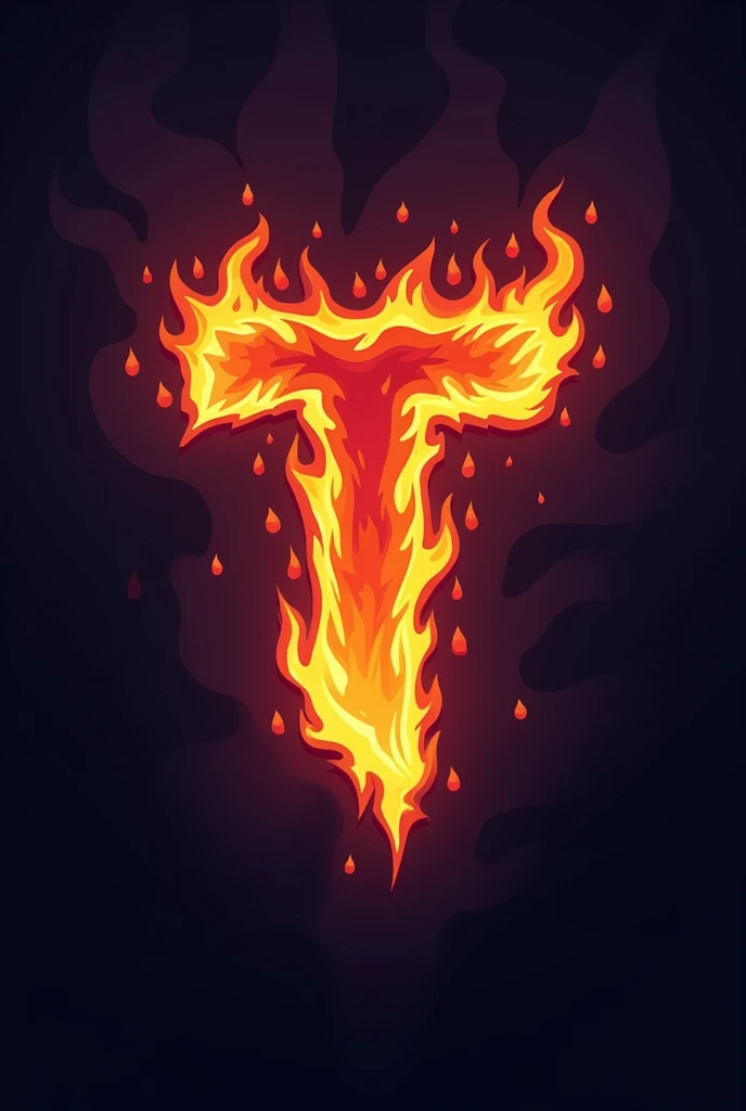Logo for a multigaming twitch channel with the letter T fire and darkness cartoon