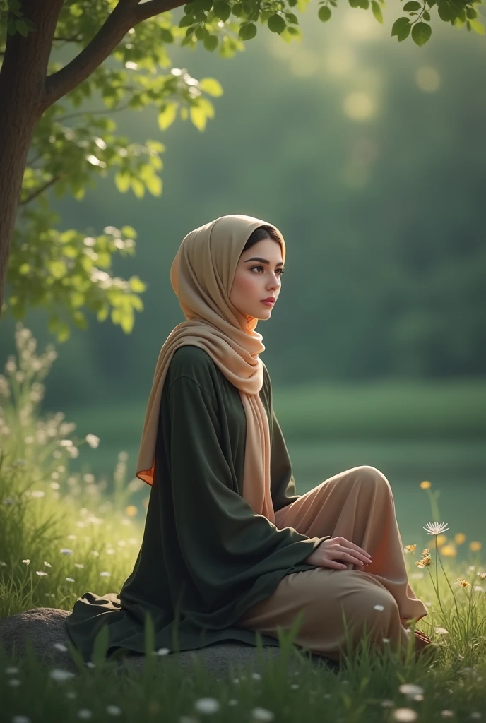 Hijab girl sitting upskirt