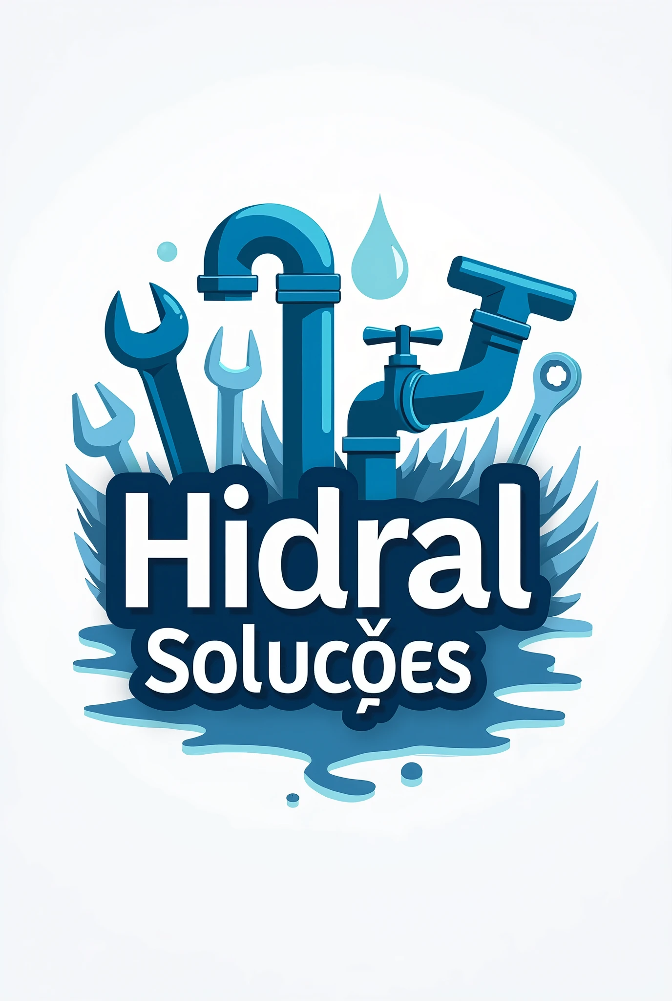 CREATE A LOGO WITH PIPES AND TOOLS FOR PLUMBER WITH THE NAME HIDRAL SOLUÇÕES