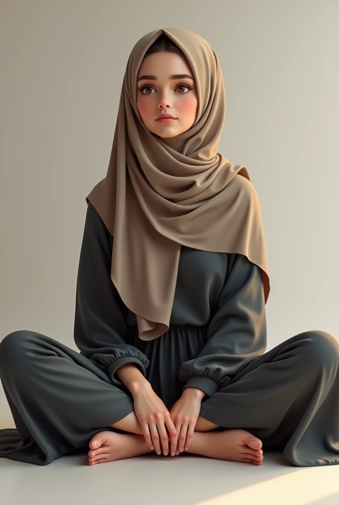 Hijab girl sitting open legs