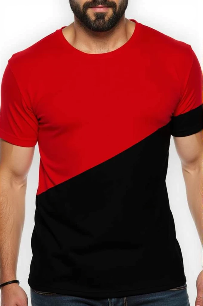 Half red and black t-shirt