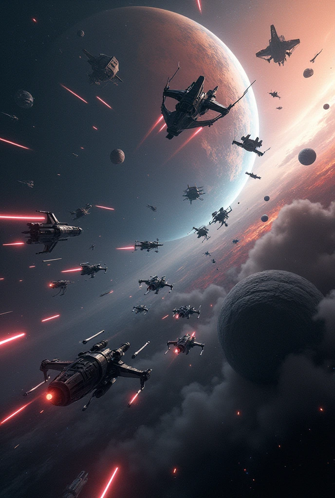 Star Wars themed picture, Spaceships, Planets, Galaxy, ultra-realistic