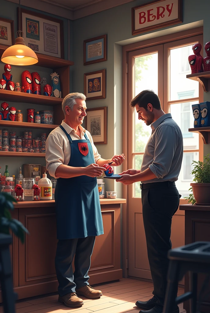 Spider man a shop keeper