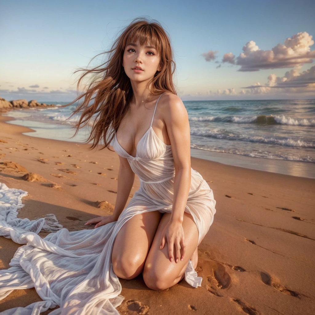 Kasumi, brown eyes, (best quality, ultra detail), (realistic:1.37), beautiful and detailed face, ultra-realistic texture, Delicate face, delicate body, red lipstick, bright colors. high definition, 8K, expression sexy