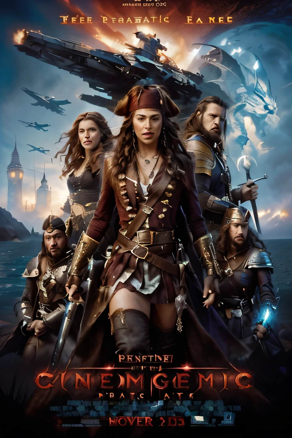 a poster for the movie's first trailer, the movie's first trailer, and the first trailer, key art, movie artwork, fantasy movie poster, full poster, movie promotional art, pirates of the carribean, fantasy movie, official poster artwork, bestselling movie poster, poster shot, an epic fantasy, official poster, movie poster, movie promotional image, captain, pirates