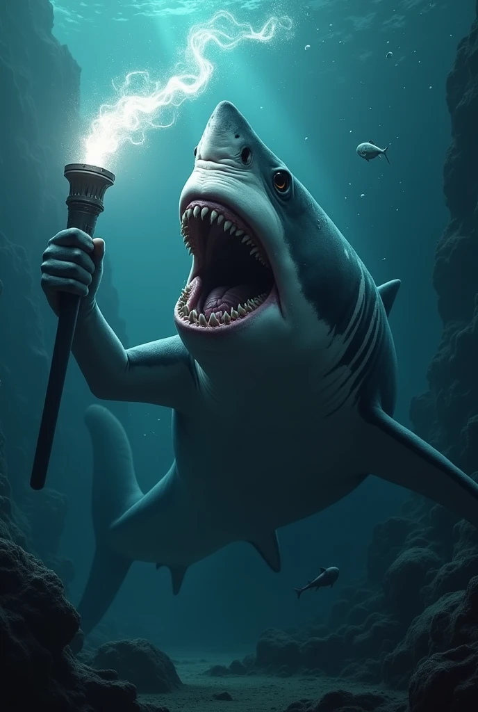 Shark with a torch