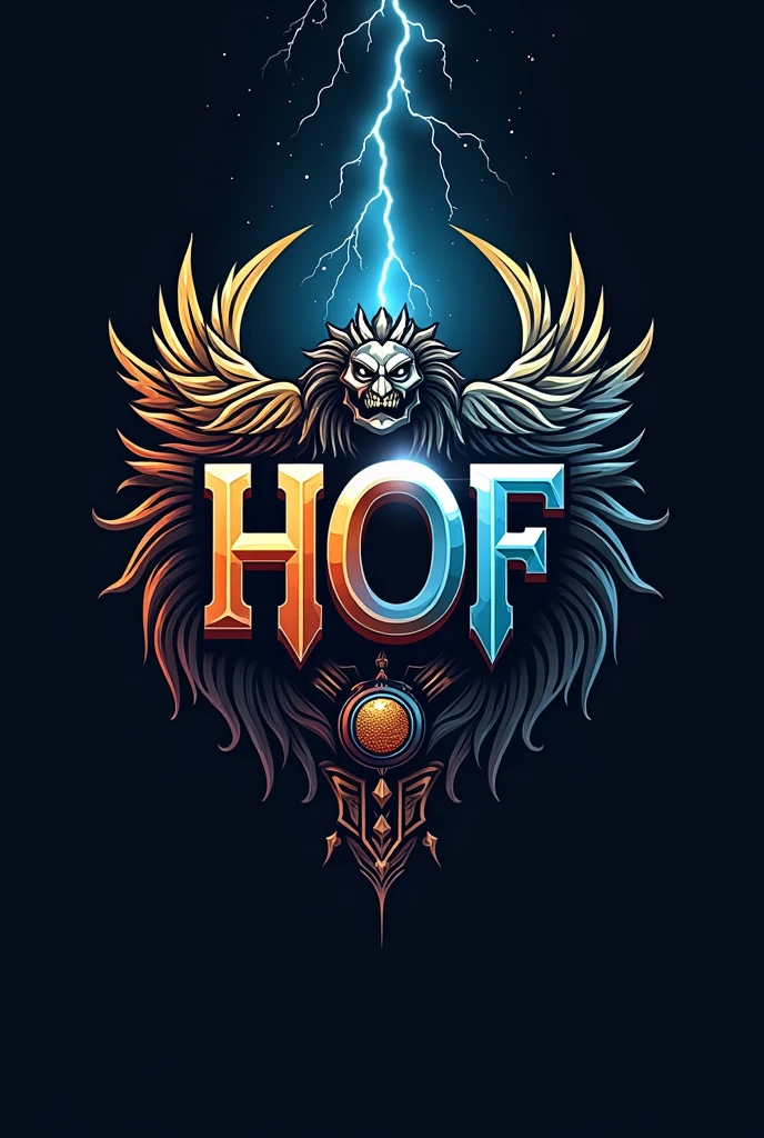 I want a logo for my gaming clan, that refers to a hall of fame that says hall of fame in English, can lead to Gods of Greek mythology, The logo must have the initials “HOF” don’t forget that it’s important, The previous logo you made me was very realistic, I want it to be for my gaming clan, that is not very realistic and that leads to some god Zeus Odin or Thor, that refers to a hall of fame, that the image is of high quality 