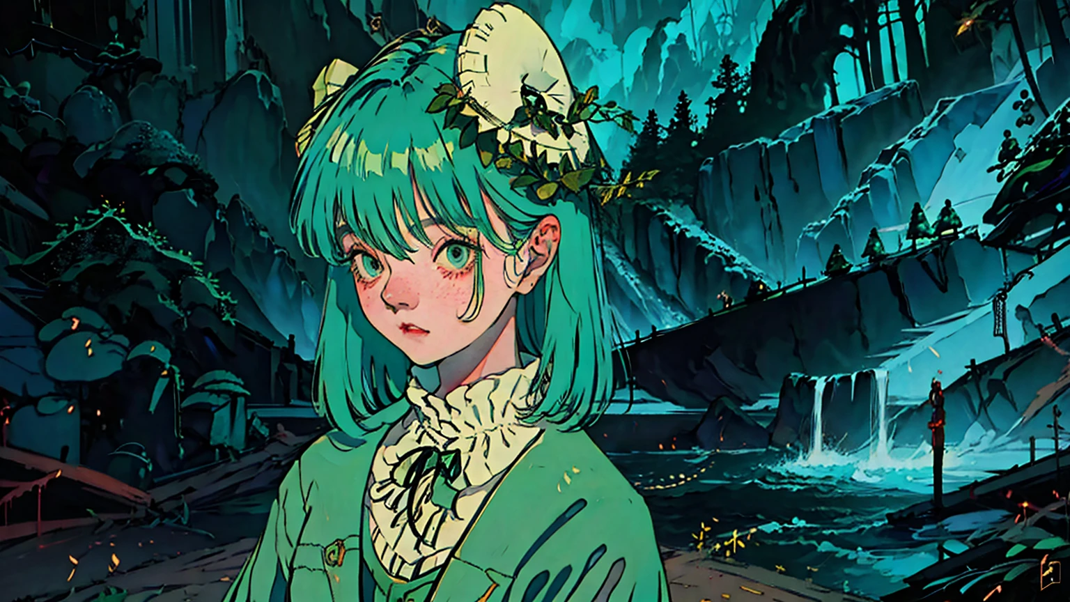 score_9,score_8_up,score_7_up,xenotr1p,<lora:Xenotrip:1>,sparkle,colored skin,aqua skin,nature shot with wide shot of a dark jungle scene,,hunting,nightfall,dimmly lit,intense gaze,