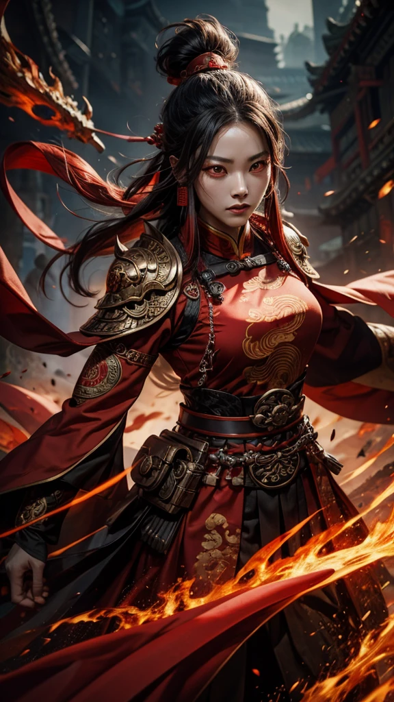 Red eyes, protective power, ancient Chinese outfit