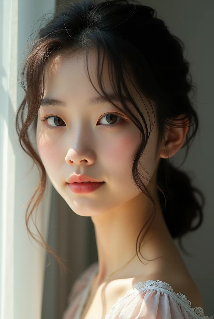 Create a aesthetic picture of a girl which looks real but not a celebrity