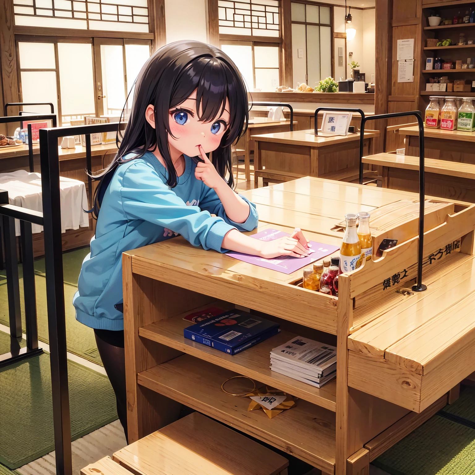 スーパーでお買い物をしている、カゴには商品が入っている、商品を手に取り選ぶ、商品棚、かごを持っている、パンストの中にはバイブを挿入している、赤面、内股のつけねから体液が垂れている、バイブの振動で汗が流れ落ちる、1人遊び、淫らな少女、、粘りのある体液が垂れている、糸を引く液体、童顔で幼い少女、透けたレースのワンピース、((パンスト直穿き、バイブを仕込んで絶頂す))赤面する、羞恥、荒い息遣い