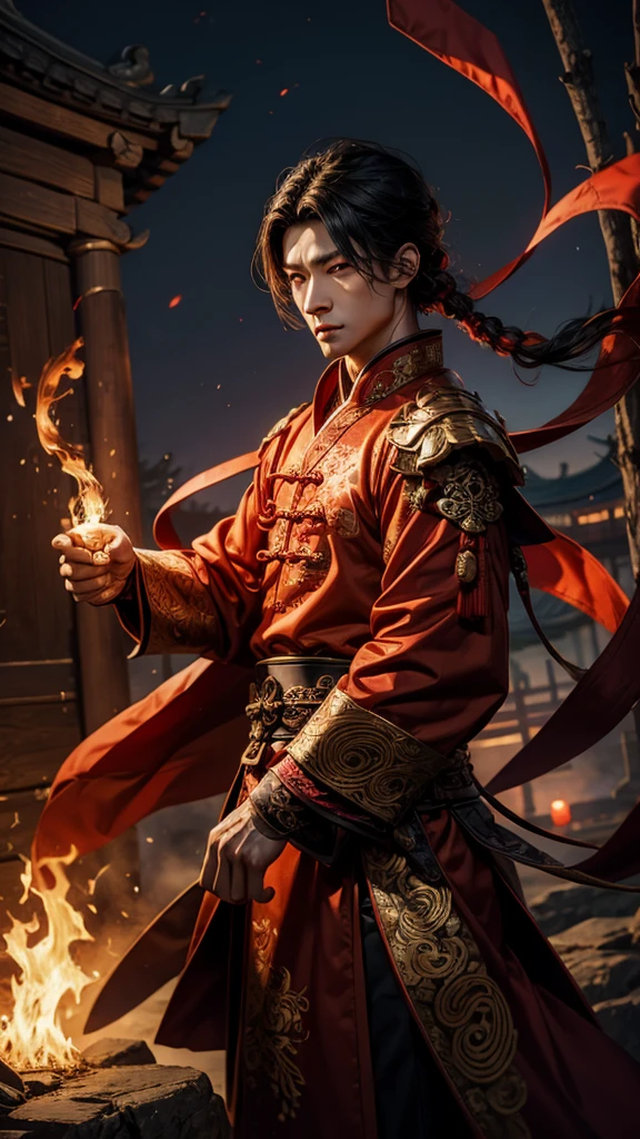 Red eyes, protective power, ancient Chinese costume, male