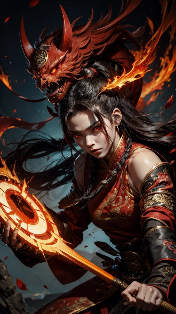 Red eyes, protective power, ancient Chinese costume, male