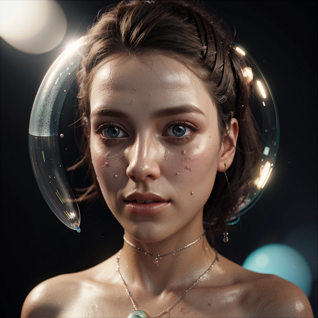 3D Cosmetics Liquid Bubbles , 3d art,Advertising,Octane Render,Maxon Cinema 4D ,high resolution, details, โมเดลhigh resolution, Twinkling light, glow, Chromatic aberration, 3D rendering, 