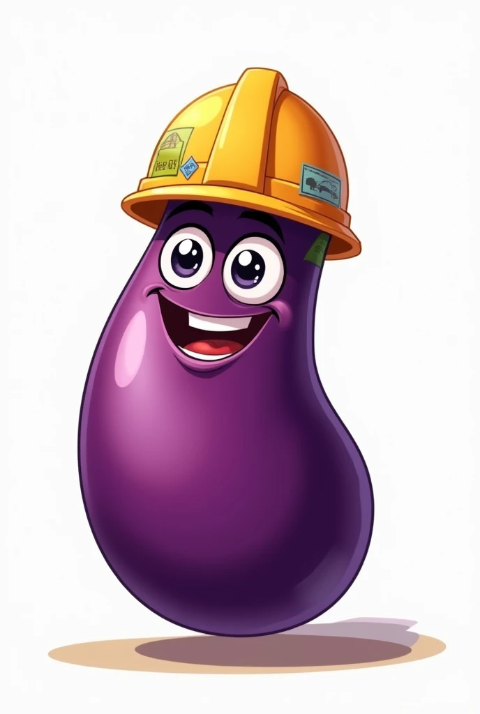 cartoonated eggplant with hard hats