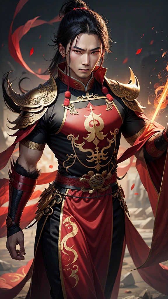Red eyes, protective power, ancient Chinese costume, male