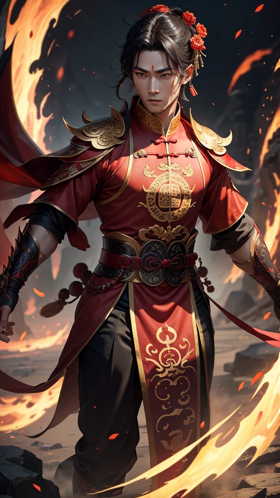 Red eyes, protective power, ancient Chinese costume, male