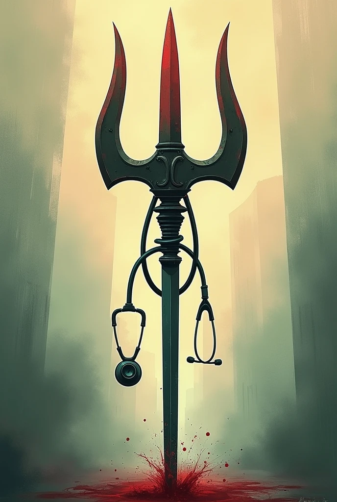 Ok. I'm an artist. I want to show my protest against the recent rape case of R G Kar hospital kolkata through my art. My idea is there will be a trishul, and the middle knife of the trishul there will hang a thetoscope that will indicate doctors. And be a little astistic. And be little cruel
