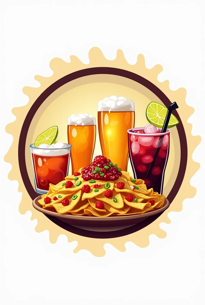 nachos and beverages logo circle