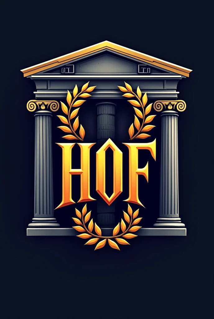 I want a logo for my gaming clan, that refers to a hall of fame that says hall of fame in English, can lead to Gods of Greek mythology, The logo must have the initials “HOF” don’t forget that it’s important, The previous logo you made me was very realistic, I want it to be for my gaming clan, that is not very realistic and that leads to some Greek god , that refers to a hall of fame, The previous one you made me didn&#39;t have much, I want him to wear some Greek god and shit