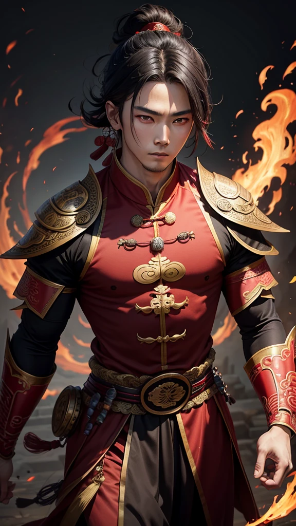 Red eyes, protective power, ancient Chinese costume, male