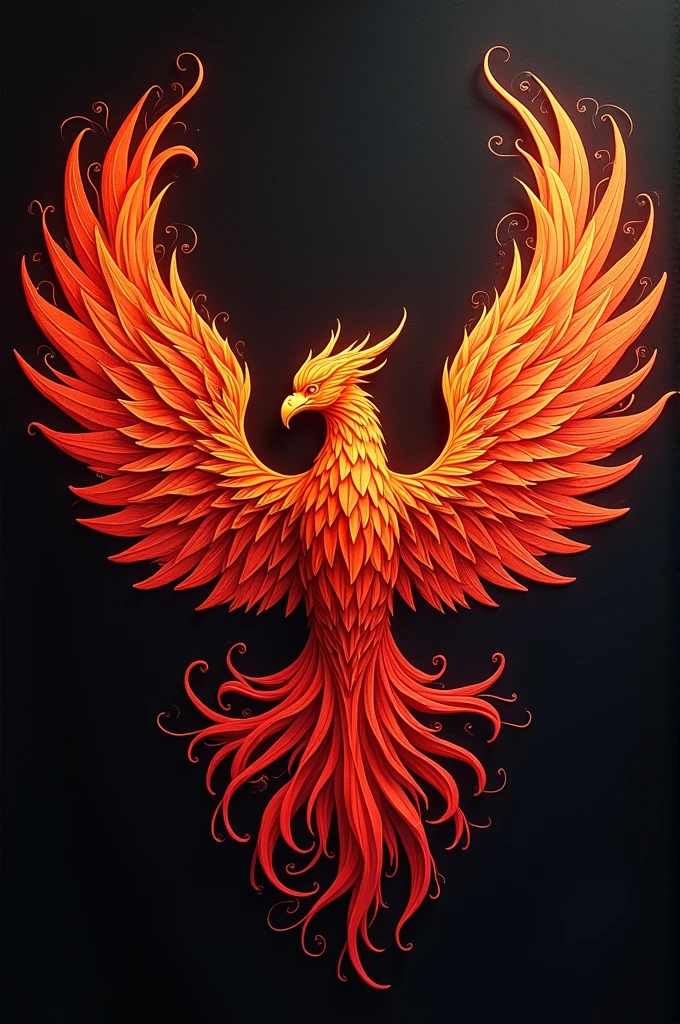 T-shirt divided by the red and black chest with a phoenix on the chest with more fire details