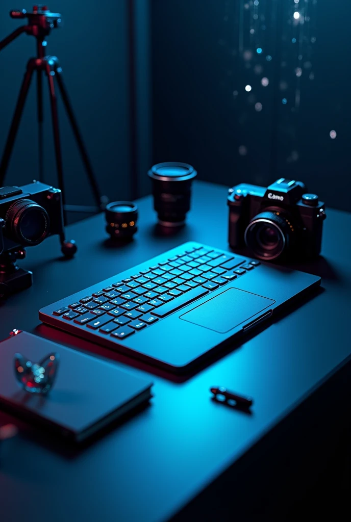 keyboard notebook blue black white cybersegurity photography 4k --ar 9:16