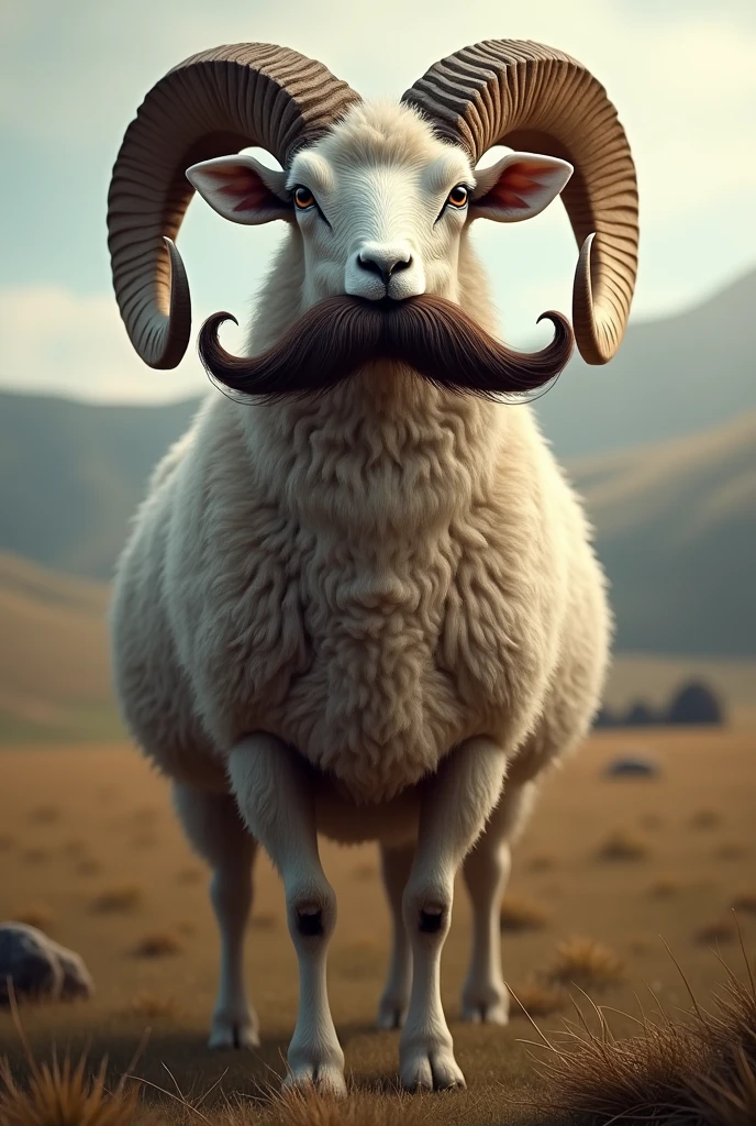 Ram with moustache
