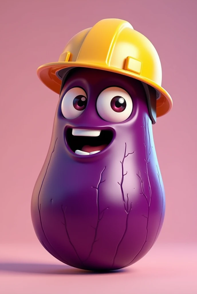 cartoonated eggplant with hard hats and have veins