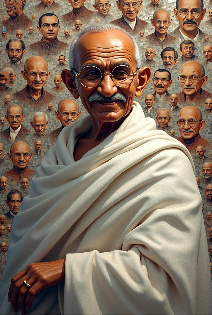 I want to create a mosaic image of Gandhi ji
With many more small images of him inside it
