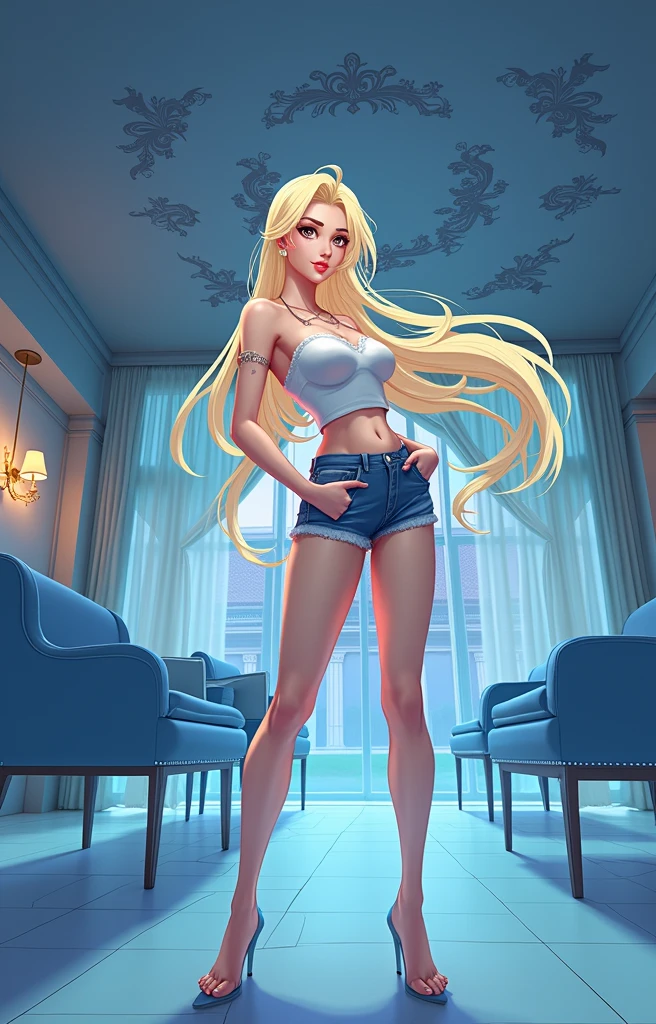 ((Best Quality, 8k, masterpiece :1.3)), 1 girl, Pretty woman with emphasized slim abs. :1.3, (Random hairstyles, giant breasts :1.2), casual outfit :1.2, interior, Ultra detailed face, detailed eyes, double eyelid