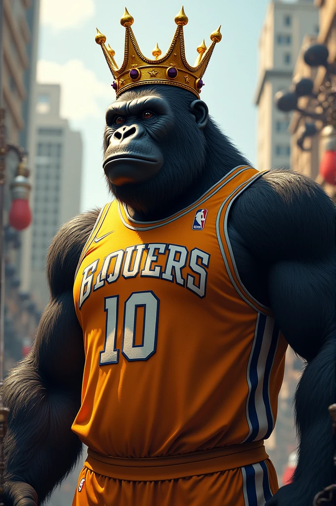 gorilla with crown and basketball jersey number 10