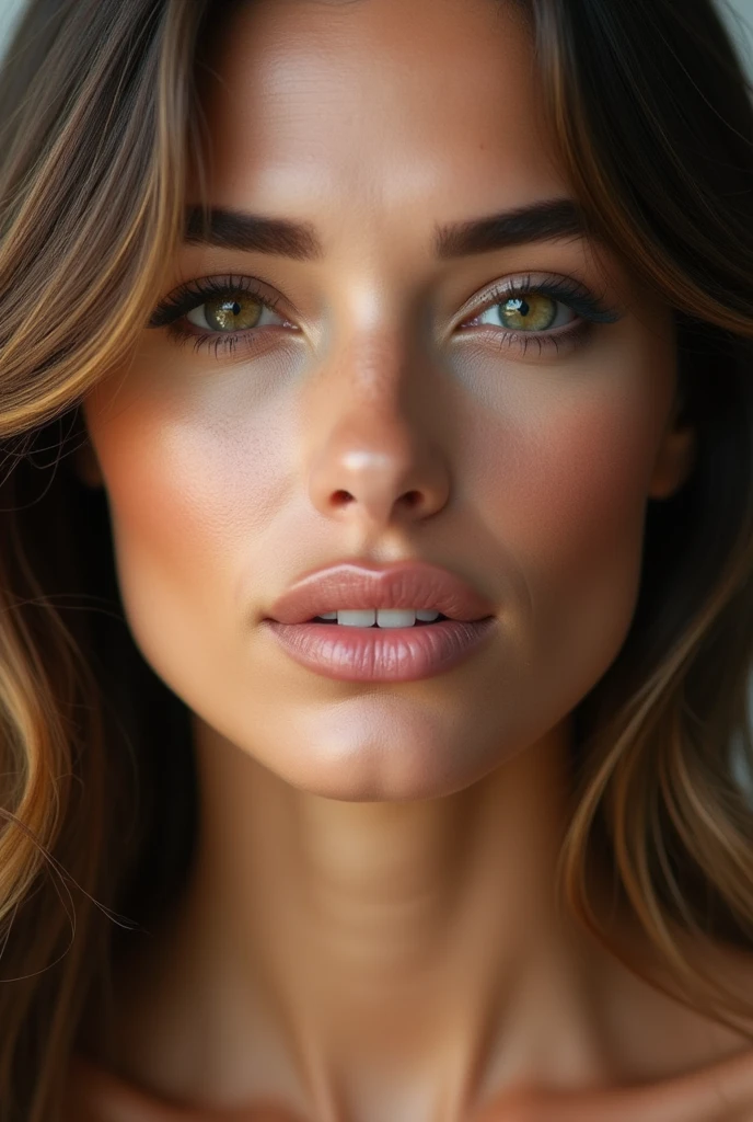 40-year-old woman、White and shiny skin。She has long hair, wide eyes, and a beautiful actress-like face.。Close-up photo from shoulders up