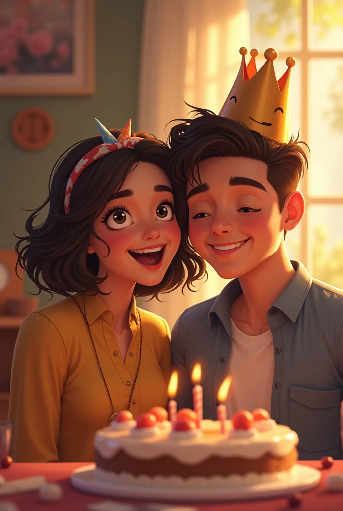 Cute couple goals for me boyfriend on his birthday wishing him with his crown birthday hat on him but generate more happy vibe couples

