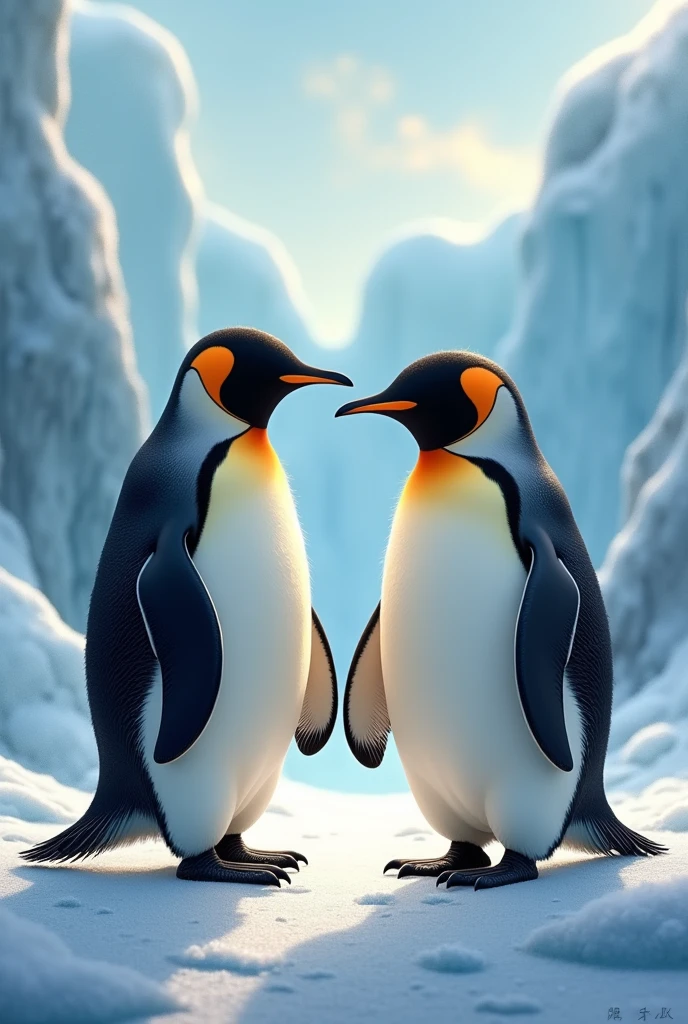 (Disney: 1.3), A couple of penguins, a male and a female, with the phrase: "Let us be eternal"