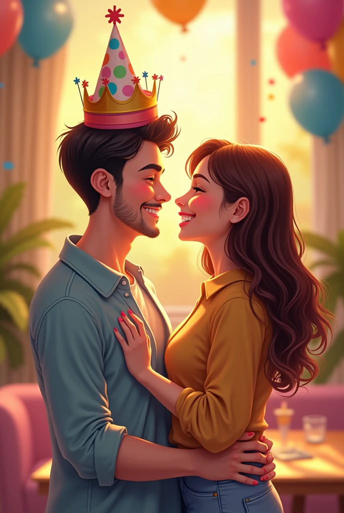 Cute couple goals for me boyfriend on his birthday wishing him with his crown birthday hat on him but generate more happy vibe couples
Exactly like this but more pics
