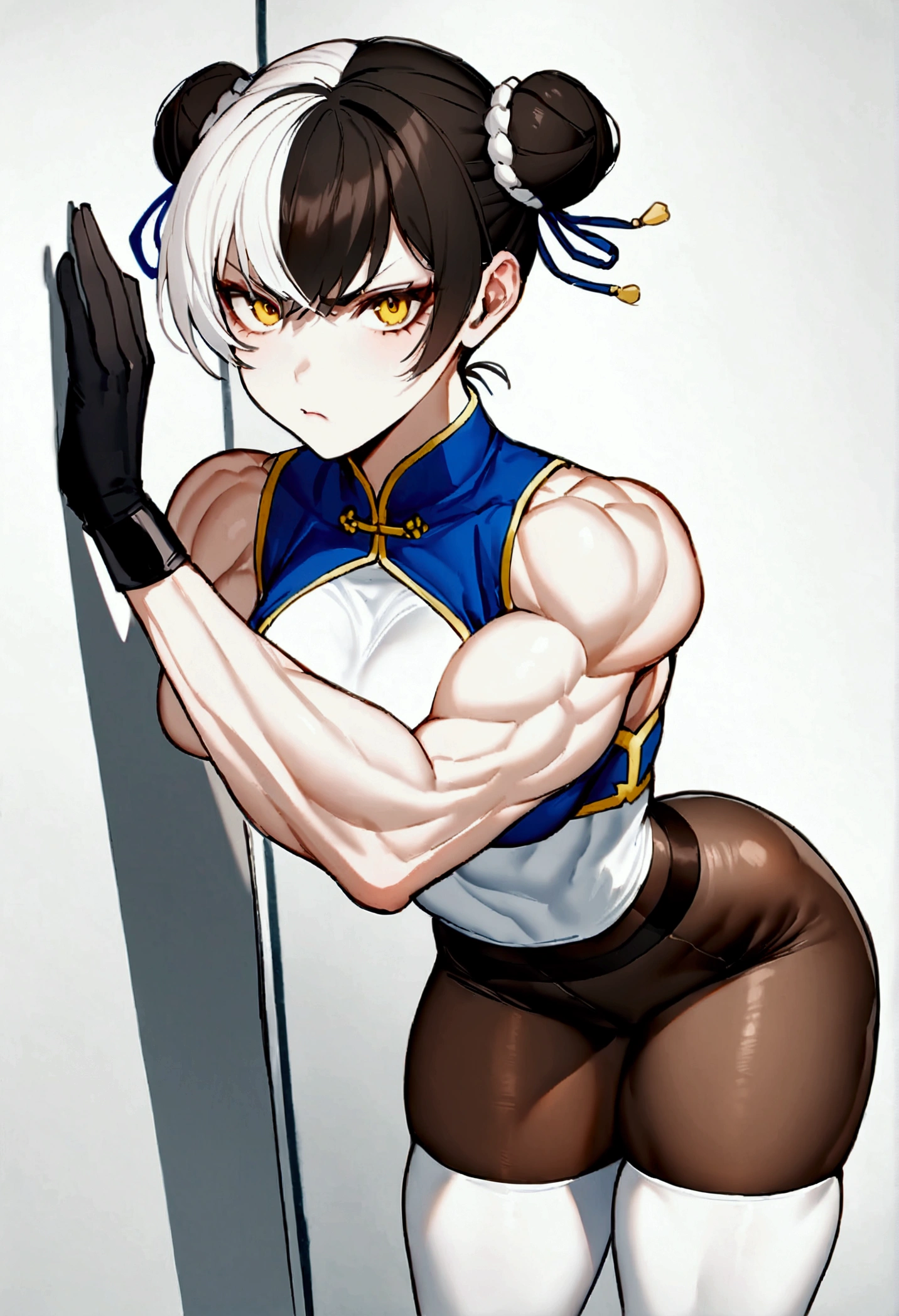 sfChunLi, ChunLi, Chinese clothing, wristbands, perneiras, twin hair buns, mature woman, standing, cowboy shot, ((standing alone)),,((multicolored hair, Bblack hair, White hair)),short legging 1girl muscular pale skin Bblack hair yellow eyes black against wall sad sad sad sad tight short perneiras white thick thick thick thick muscular muscular muscular muscular muscular girl dark dark, brown pantyhose, Sexy thighs, beautifuleyes, black tights, black tights,legging curta branca, 1girl muscular pale skin Bblack hair yellow eyes black against wall sad sad sad sad tight short perneiras white thick thick thick thick muscular muscular muscular muscular muscular girl dark dark, brown pantyhose, Sexy thighs, beautifuleyes, black tights, brown pantyhose , , best qualityer, high resolution, standing alone, Bblack hair, , black gloves, bike_Shorts, bangss, white shirt, distinctive, medium breasts, cowboy shot white , scowl, , leaning forward, pointing to the viewer,
