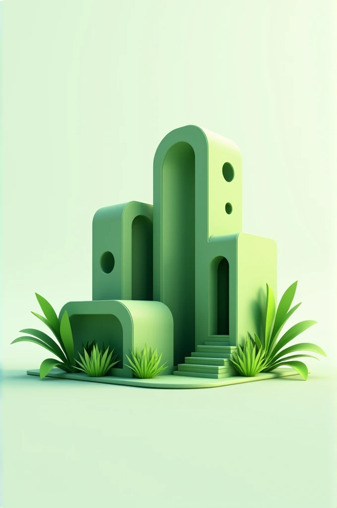 Green building 3d logo