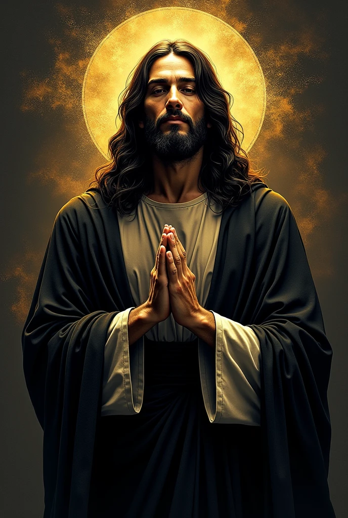 creation d'un logo avec le nom de Dieu fait grâce avec l'image de jezu de couleur noir et or