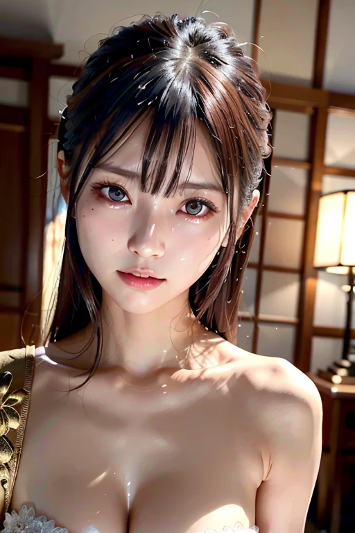 ((Japan women))、hightquality、Glossy glossy skin、((glistning skin))、Lush bust、((​masterpiece、top-quality、ultra-detailliert、Film Light、intricate-detail、hight resolution、ighly detailed))