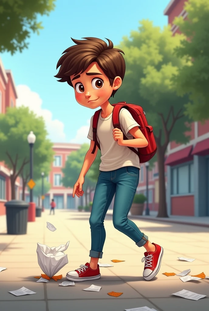 create an animated character of a student littering
