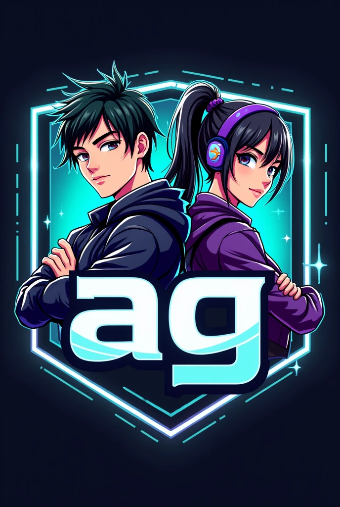 Cool people anime esport logo with name *AG*